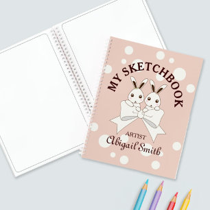 Rose Pâle Mignon Carnet de Croquis Jumeaux Lapin E