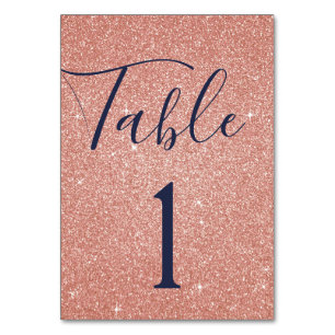 Rose pâle - Rose Gold Sparkle Numéro de table