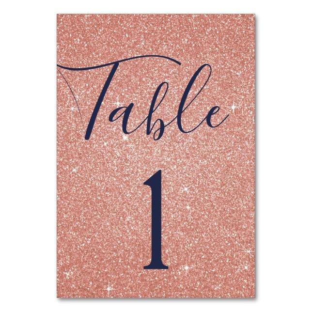 Rose pâle - Rose Gold Sparkle Numéro de table (Par défaut)