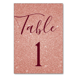 Rose pâle - Rose Gold Sparkle Numéro de table