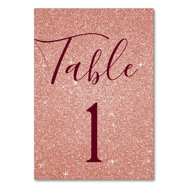 Rose pâle - Rose Gold Sparkle Numéro de table (Par défaut)