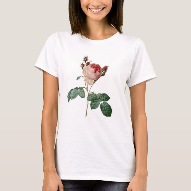 Rose parisien, assez vintage, T-shirt fleuri (Devant)
