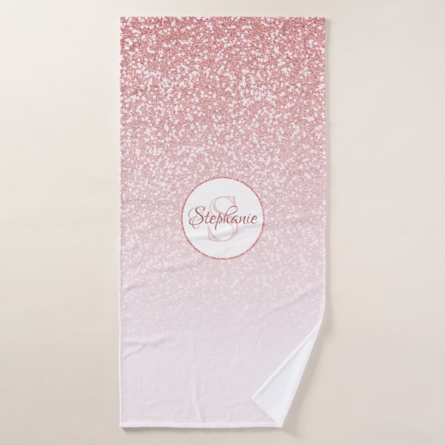 Rose Parties scintillant or Blush rose Ombre Monog (Serviette de bain)