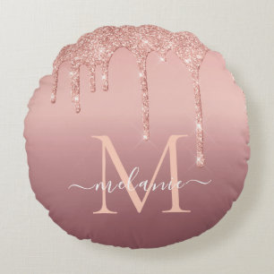 Rose Parties scintillant or Coussin rond  personna