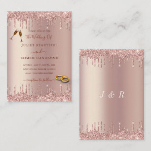 Rose Parties scintillant or Faire-part de mariage