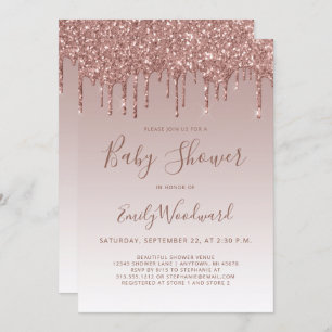 Rose Parties scintillant or Invitation Baby shower