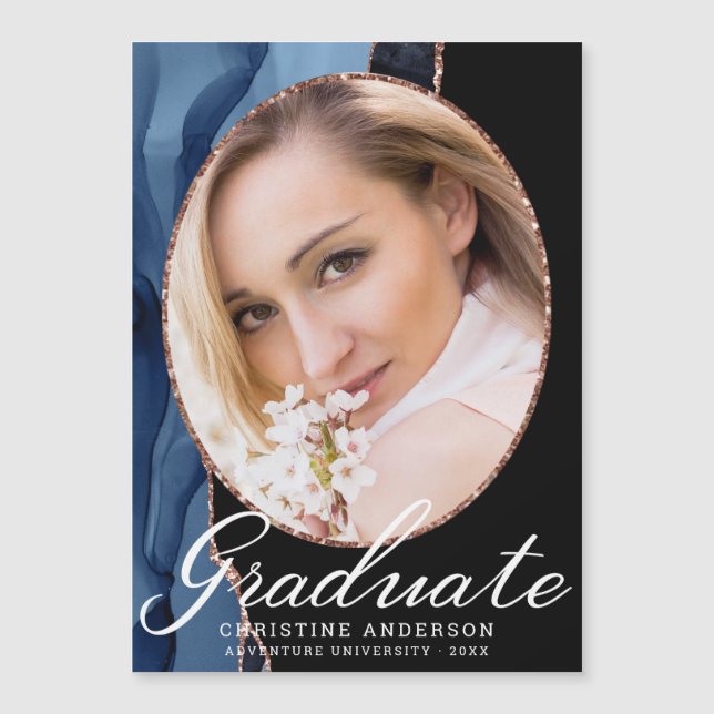 Rose Parties scintillant or Marine Blue Agate Phot (Devant)