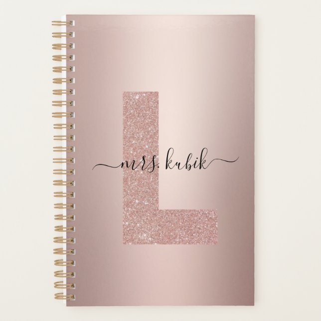 Rose Parties scintillant or  Monogramme enseignant (Devant)