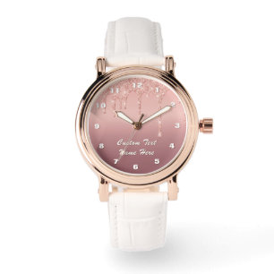 Rose Parties scintillant or Montre brillante avec 