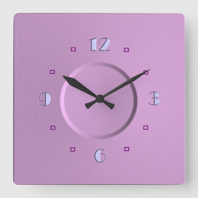 Rose pastel avec chiffres bleus> Horloges filles (Recto)