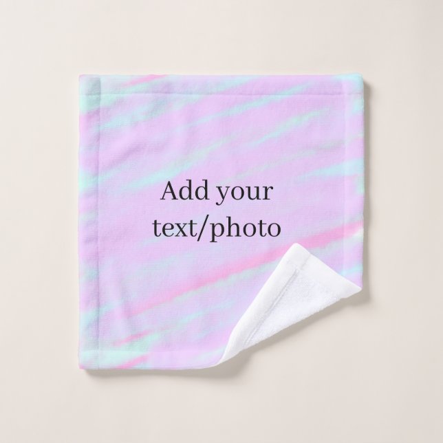 Rose pastel vert ajouter photo texte aquarelle rét (Gant de toilette)