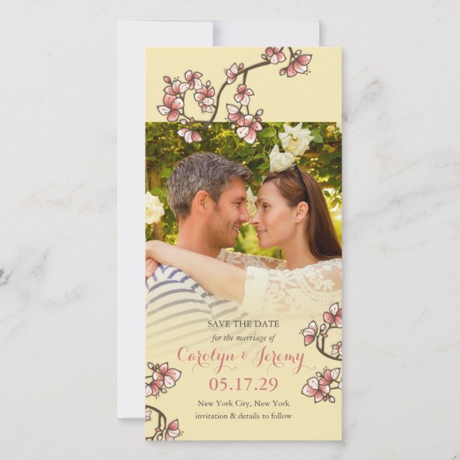 Rose Peach Blossoms Asiatique Enregistrer Le Carte (Devant)