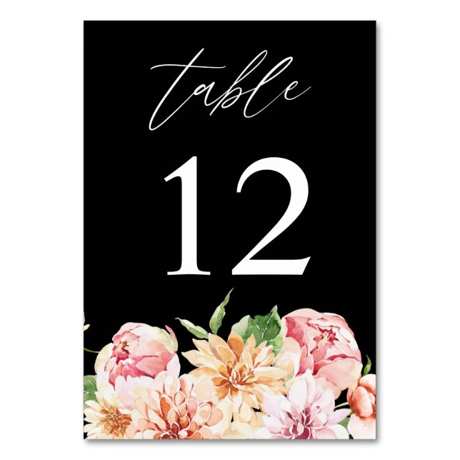 Rose & Peach Floral & Greenery Numéro de table -No (Par défaut)
