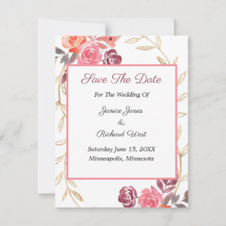 Rose Peach Gold Floral Wreath Personnalisé Enregis