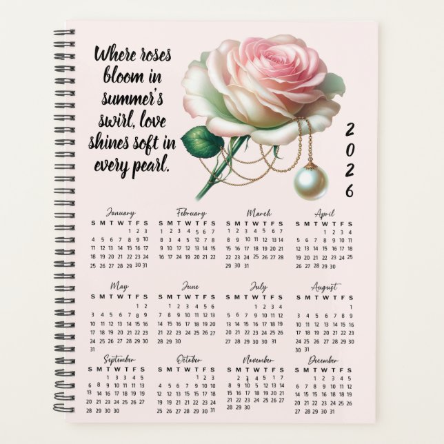 Rose & Pearl June Verse – 2026 Full-Year Planner (Devant)