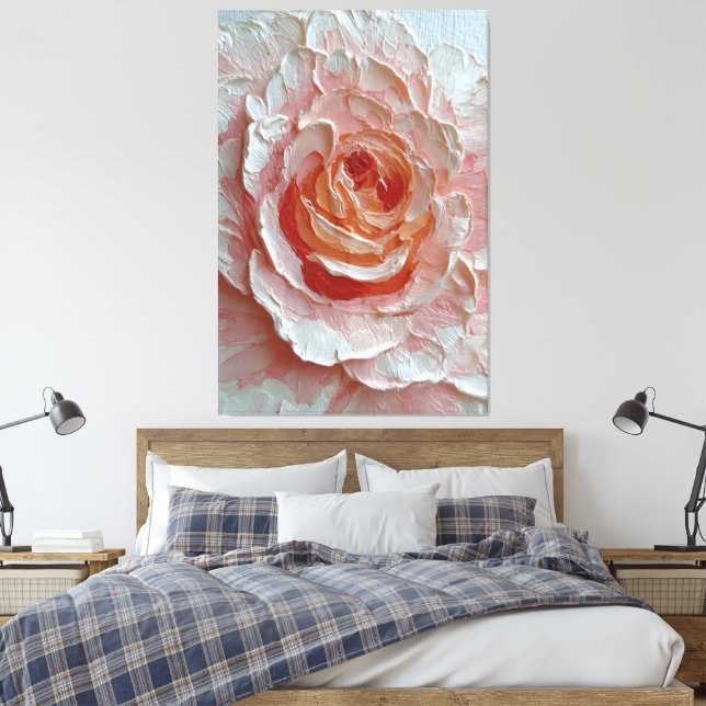 Rose Pêche et Rose Texture Art Mural Abstrait (Insitu(Chambre))