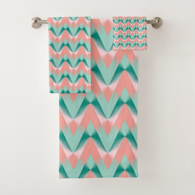 Rose pêche yukka et motif ZigZag vert (En situation)