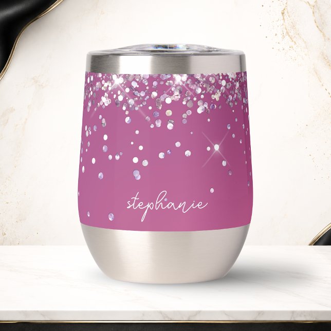 Rose personnalisé  (Pink Custom Thermal Wine Tumbler)