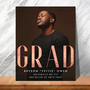 Rose personnalisé Gold Foil Nick Nom GRAD Carte ph