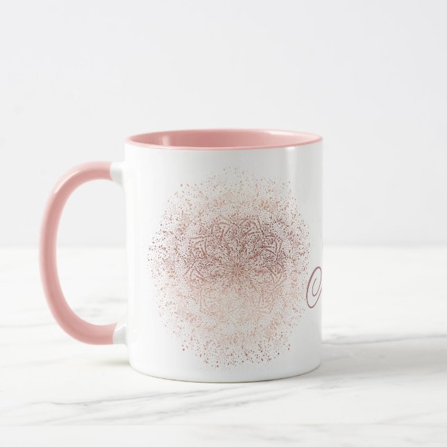 Rose personnalisé Gold Snowflake Noël Café Mug (Gauche)