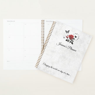 Rose personnalisé, planificateur d'encre et de tem