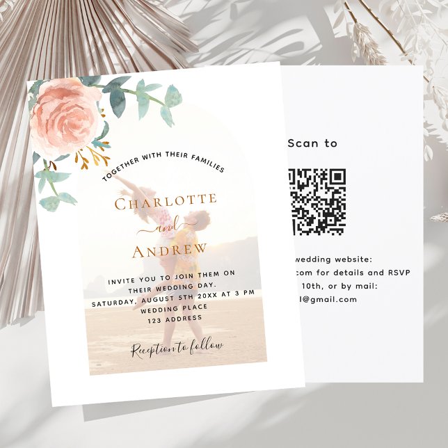 Rose photo arc QR RSVP mariage budget (Créateur téléchargé)