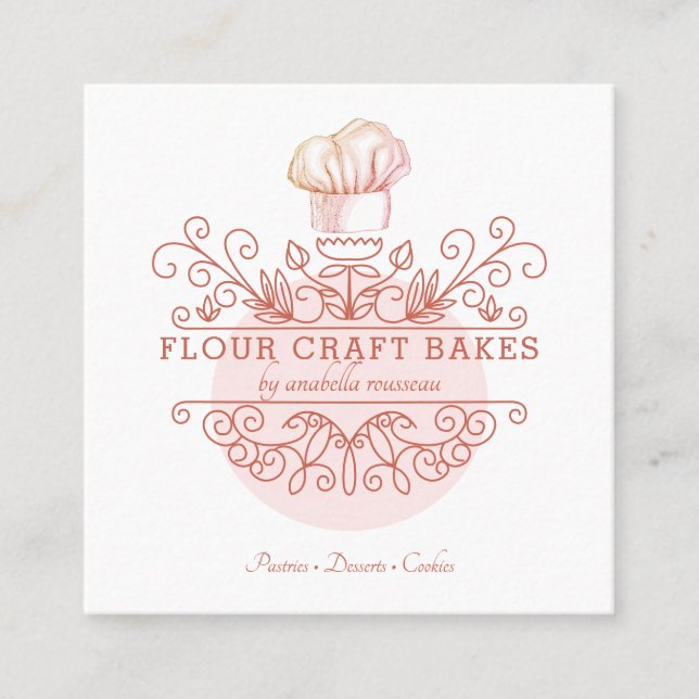 Rose Pink Frame Bakery Baker's Logo Carte de visit (Devant)