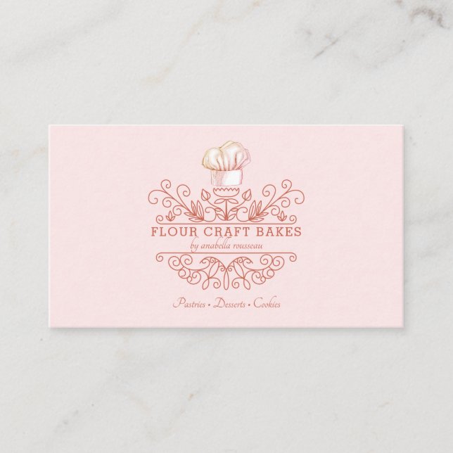 Rose Pink Frame Bakery Baker's Logo Carte de visit (Devant)