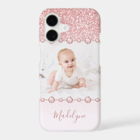 Rose Pink Glitter Rhinestone Nom Photo