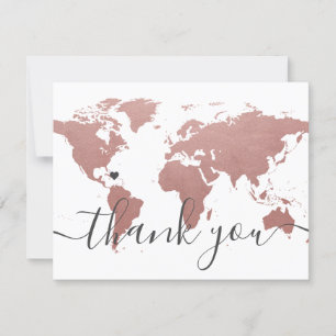 Rose Pink Gold World Carte et photo Mariage