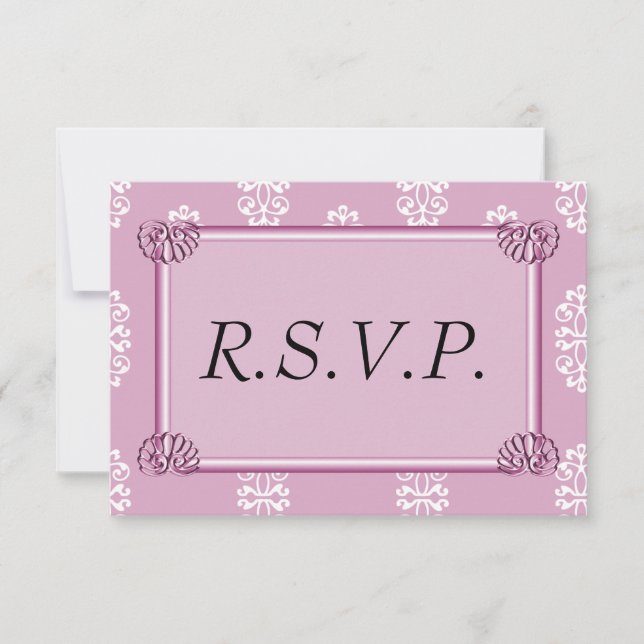 Rose Pink Mariage damassé RSVP (Devant)