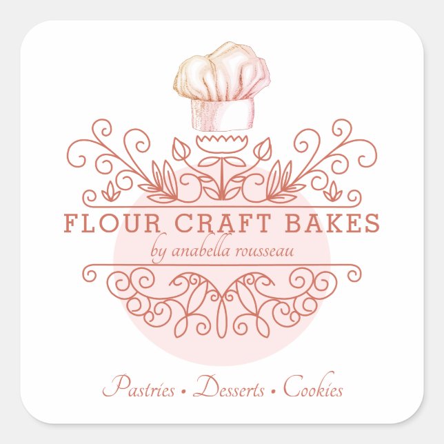 Rose Pink Ornate Frame Baker's Logo Étiquette prod (Devant)