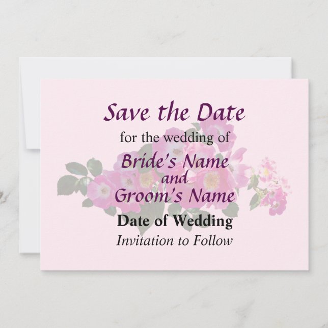 Rose Pink Rambler Save the Date (Devant)
