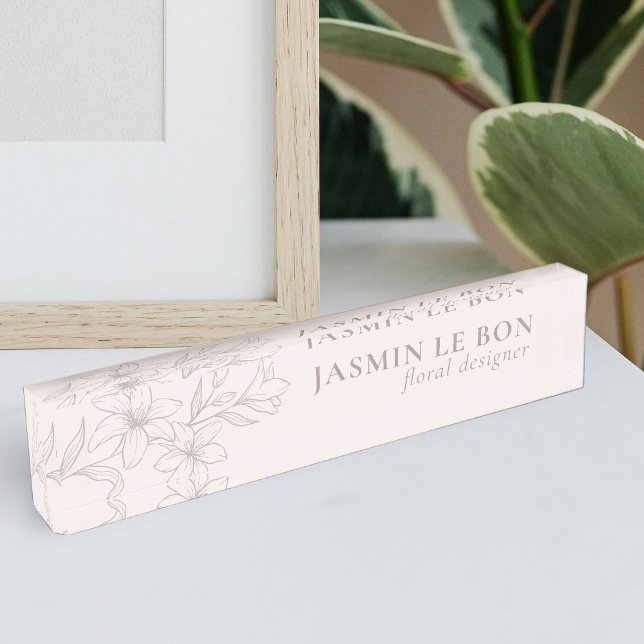 Rose | Plaque d'identification de bureau floral mi (Créateur téléchargé)