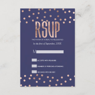 Rose Pois d'or Lumière Marine Bleu RSVP Cartes