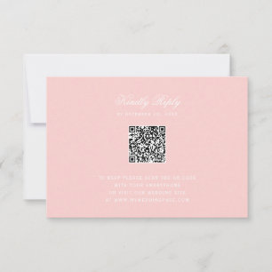 Rose poudré avec monogramme RSVP avec code QR à nœ