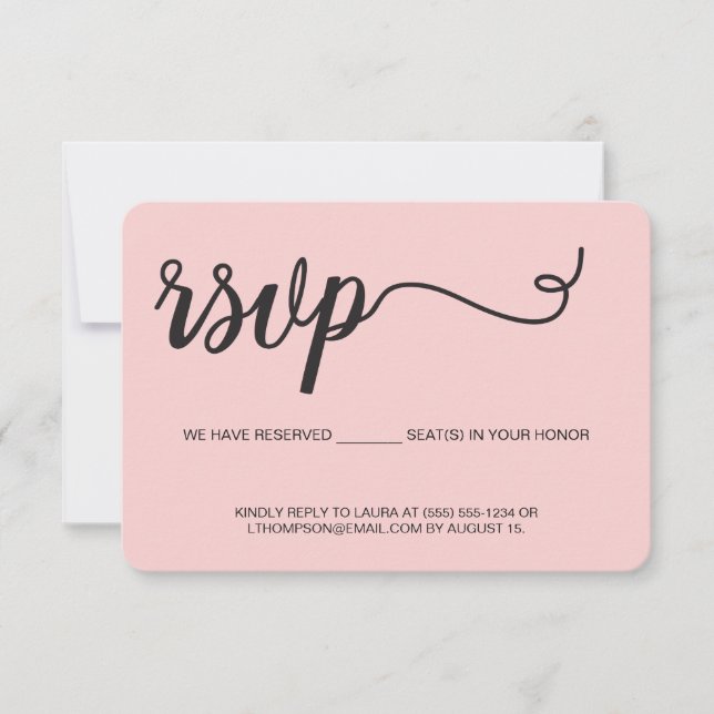 Rose poudré RSVP sans envoi de siège réservé (Devant)