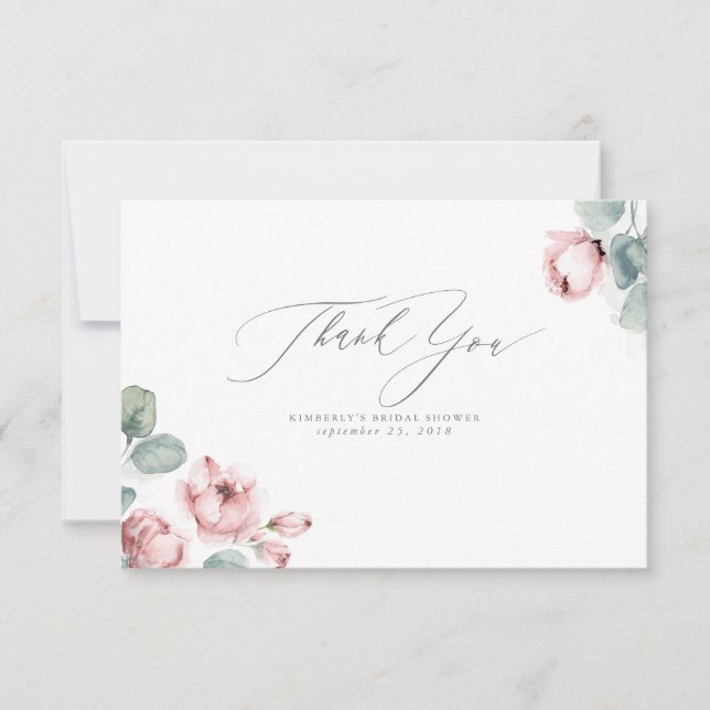 Rose Poussiéreuse Florale Élégante Petit Merci (Devant)