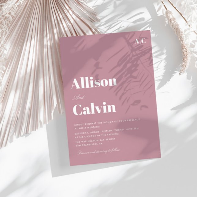 rose poussiéreux faire-part de mariage de texte mo (Créateur téléchargé)