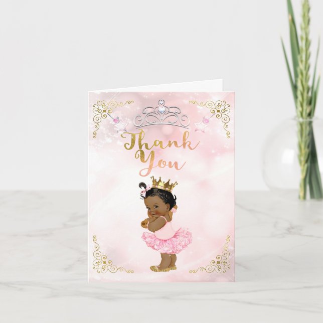 Rose Princesse Vintage Bébé Fille Ethnique Merci (Devant)