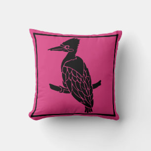 Rose profond avec Coussin d'oiseaux noirs