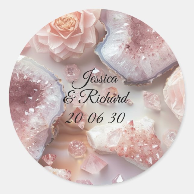 Rose Quartz Romance Wedding Personalized Sticker (Devant)