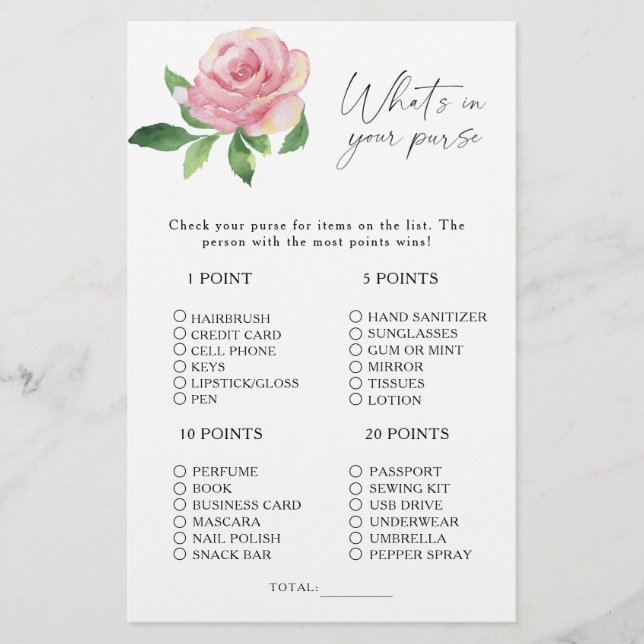 Rose - Qu'y a-t-il dans votre jeu de bourse (Devant)