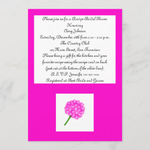 Rose Recette Carte Recette Invitation de la douche
