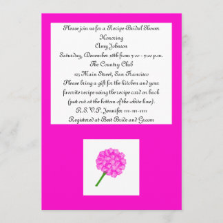 Rose Recette Carte Recette Invitation de la douche
