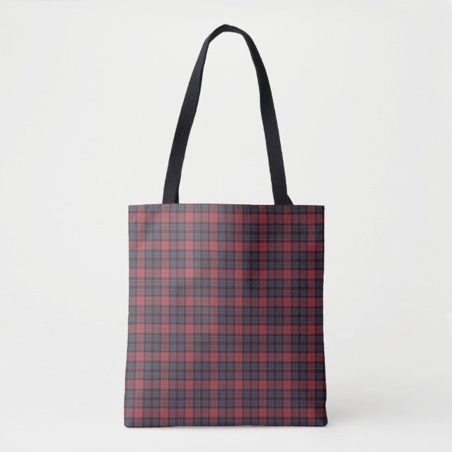 Rose Red Blue Black Plaid Tartan Tote Bag (Devant)