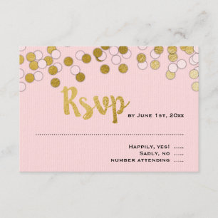 Rose Réponse du Bat mitzvah Gold Confetti RSVP