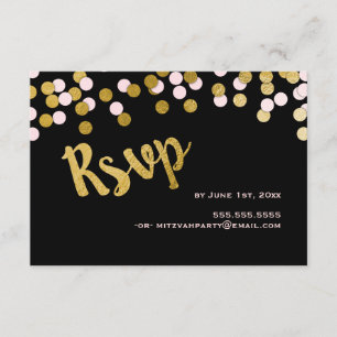 Rose Réponse du Bat mitzvah Gold Confetti RSVP