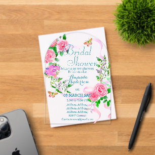 Rose Romantics Bridal Acrylique Invitation