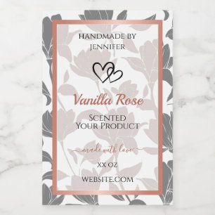 Rose romantique Or et gris Floral Étiquettes de pr